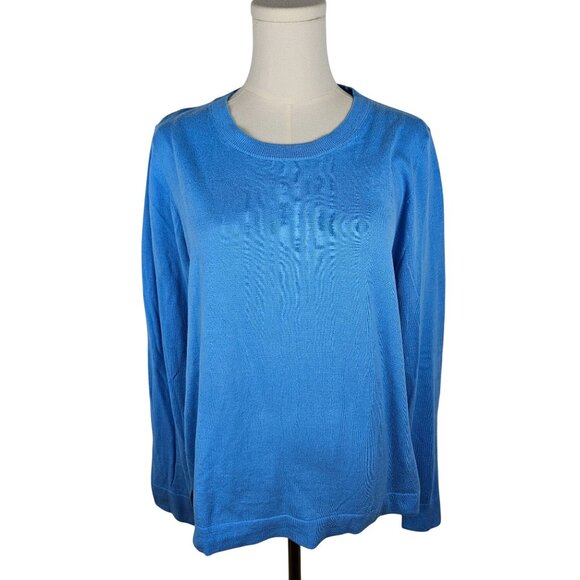 J.Crew Teddie Sweater Size Large Blue Cotton Crewneck - Picture 1 of 8